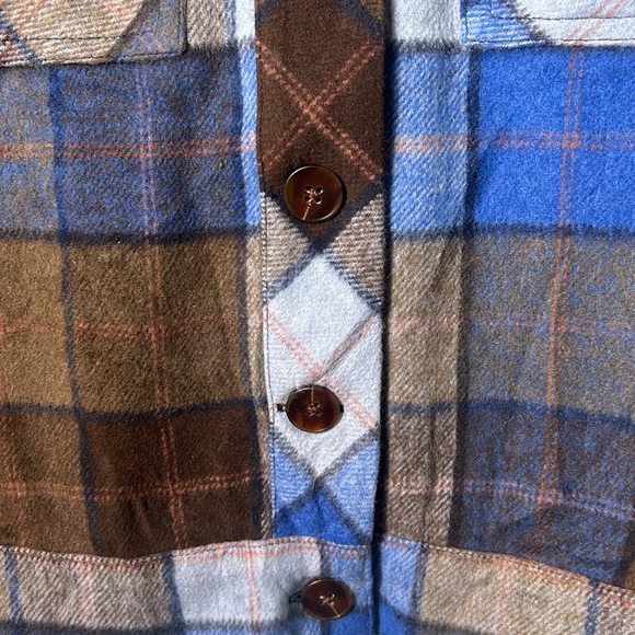 CATO FLEECY POLYESTER PLAID CROPPED FLAP POCKETS BUTTONS UP SIZE SMALL - Picture 6 of 12